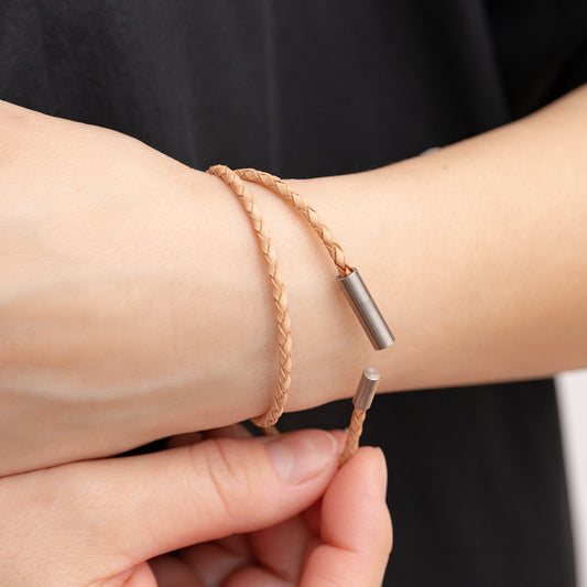 Magnetic braided leather bracelet (double)