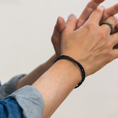 Magnetic braided leather bracelet (double)