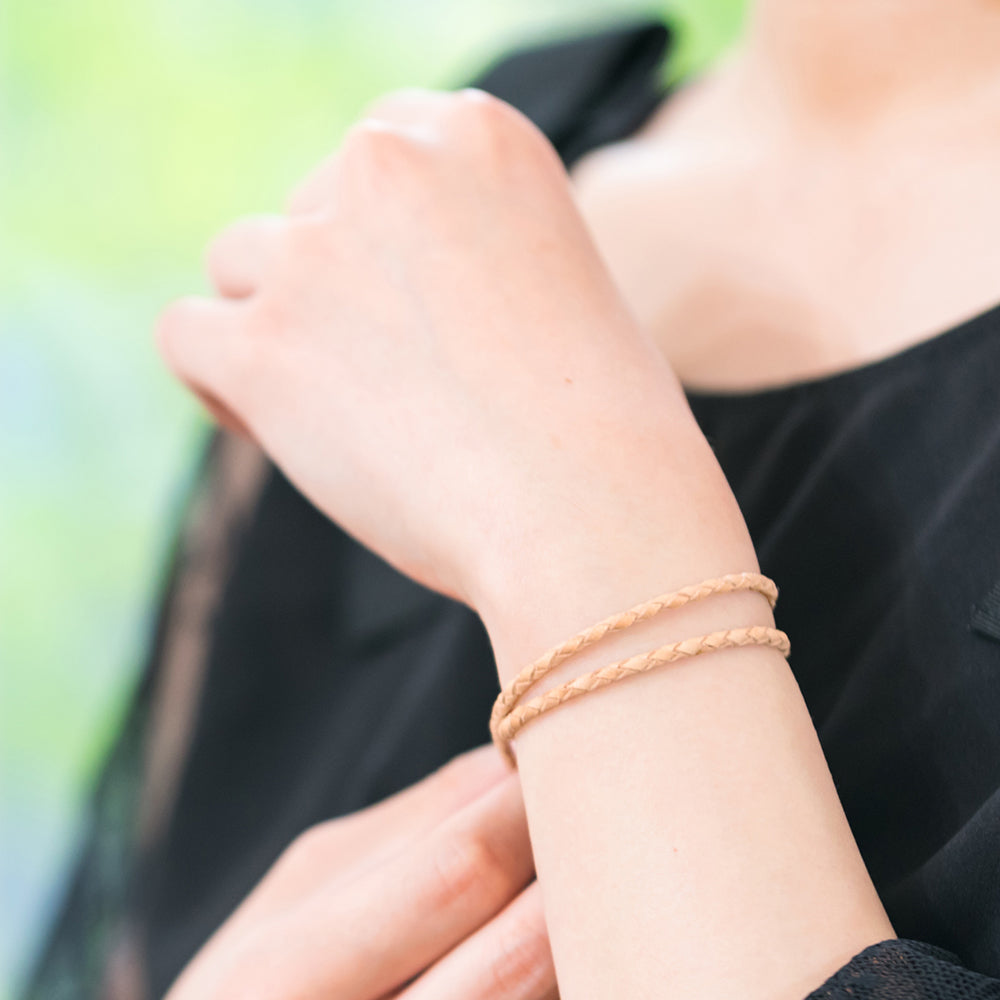 Magnetic braided leather bracelet (double)