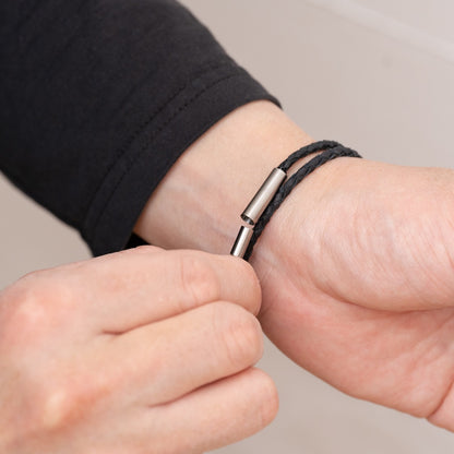Magnetic braided leather bracelet (double)