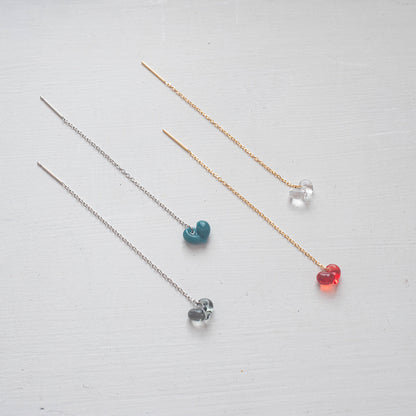 Chain earrings -tiny glass heart-
Aromaless type