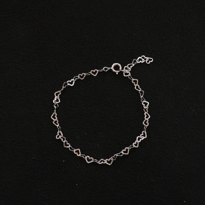 heart chain bracelet
SV925 Nickel free rhodium plated
